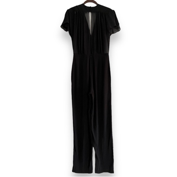 Sandro Pointers Sheer Crossover Jumpsuit Jumper Black Sz 1 US Size 4 Small - Picture 4 of 8